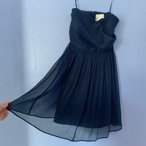 Navy Blue 100% silk J. Crew Strapless Cocktail Dress size 4